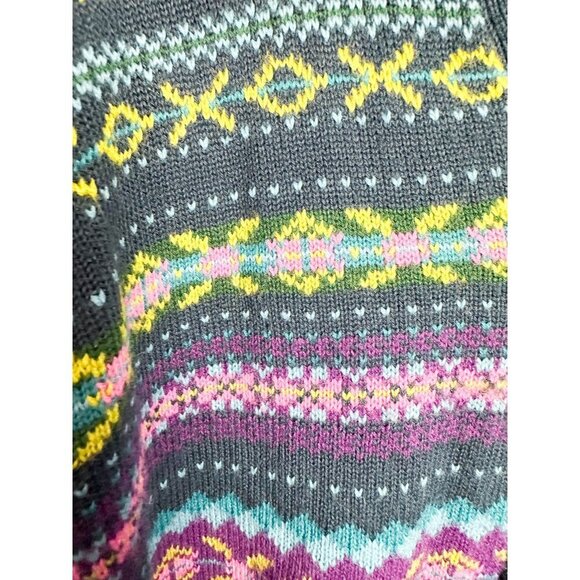 Norton Mcnaughton Fair Isle Retro Button Up Cardigan XL Blue Green Womens Collar - Picture 5 of 10